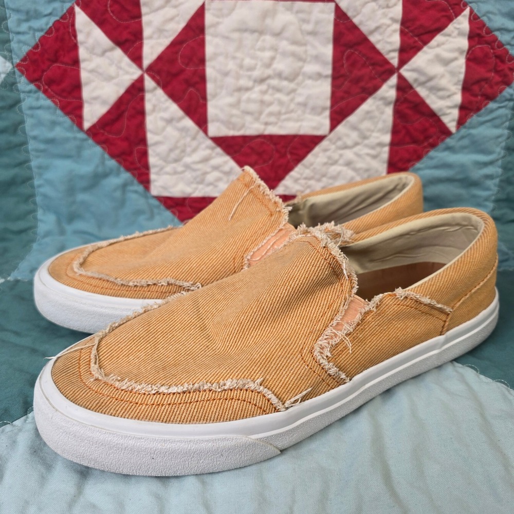 Lucky Brand LK-DAPHODIL Womens Orange Frayed Canvas Slip‎ On Sneakers 9.5M